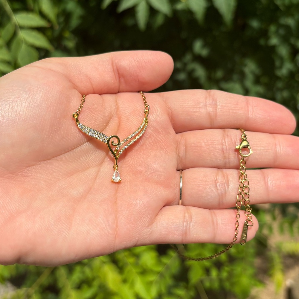 18K Gold Plated Stainless Steel Diamond Necklace